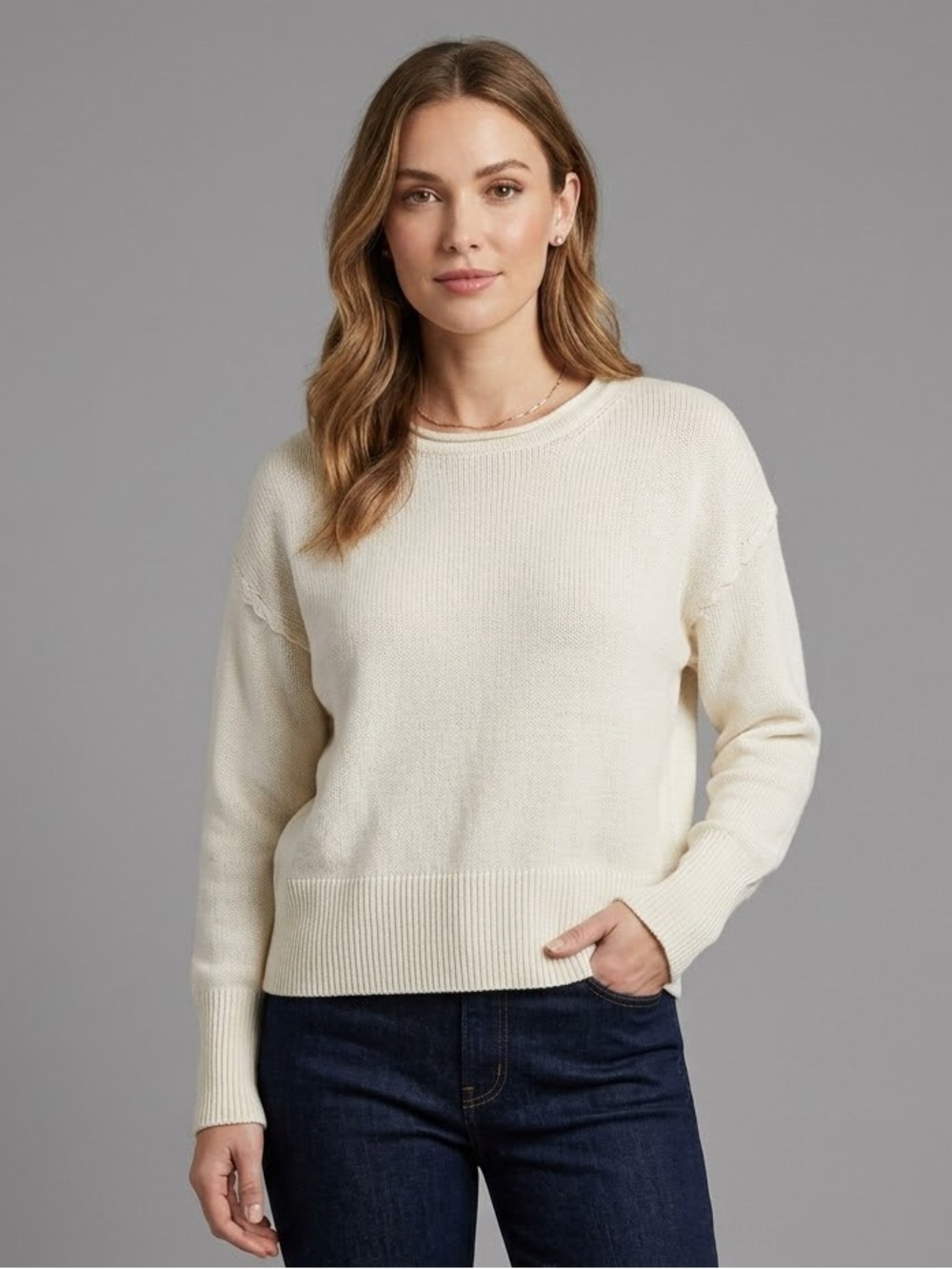 CeCe Butter Yellow 100% Cotton rolled neck Knit Sweater Women's Size Small